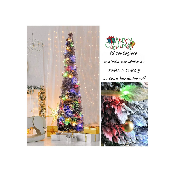 Arbol de Navidad Hoja BL Plegable +Luces