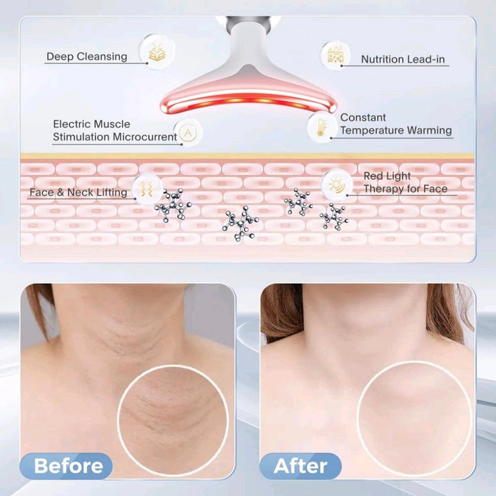Masajeador facial rejuvenecedor con luz LED 3 en 1