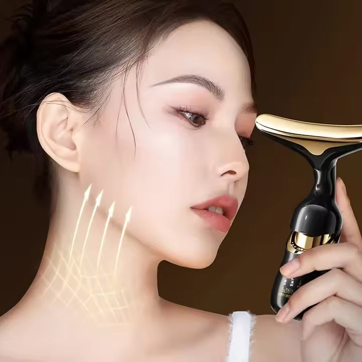 Masajeador facial rejuvenecedor con luz LED 3 en 1